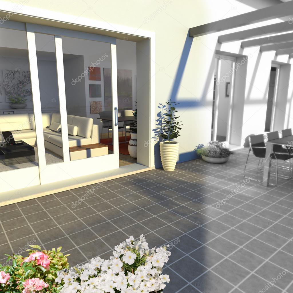 3D modeling building inside and outside, with furniture