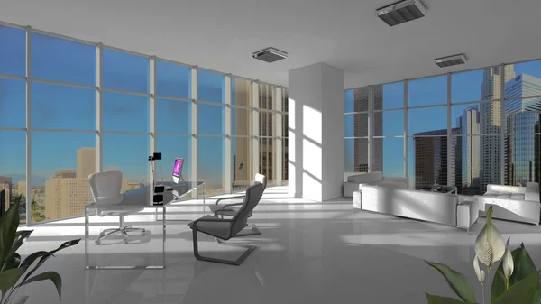 3D modeling gebouw interieur en exterieur, met meubilair — Stockfoto