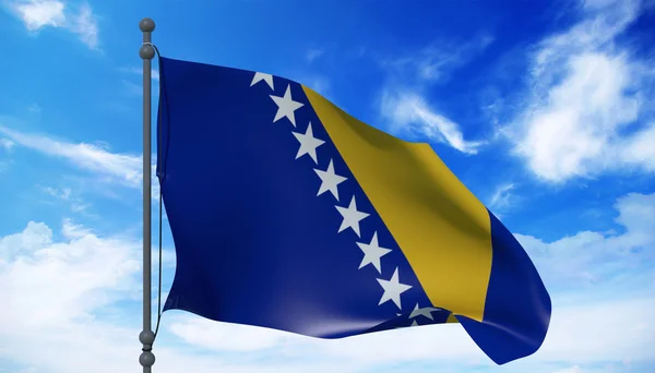 ボスニア ・ ヘルツェゴビナの旗風に — ストック写真
