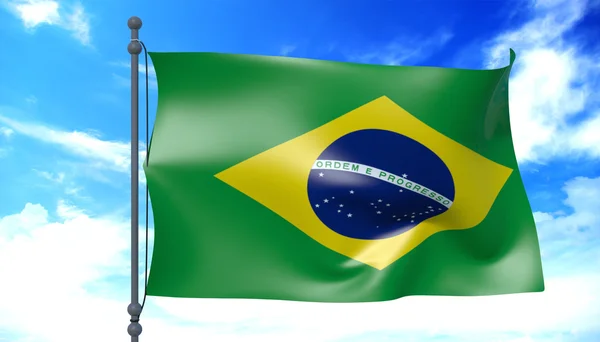 Brasilianische Flagge im Wind — Stockfoto