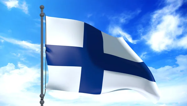 Drapeau de Finlande dans le vent — Photo