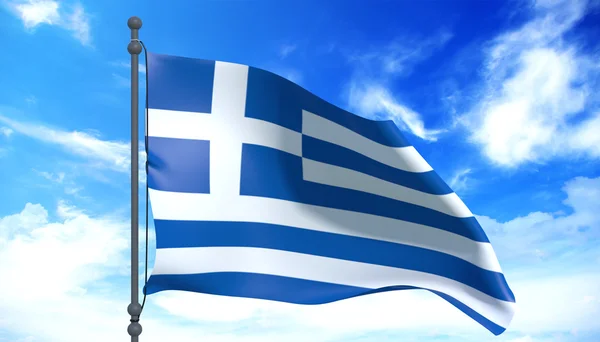 Griechische Flagge im Wind — Stockfoto