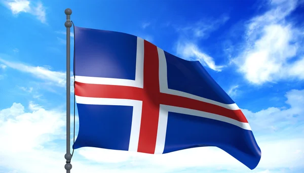 Bandeira da Islândia ao vento — Fotografia de Stock
