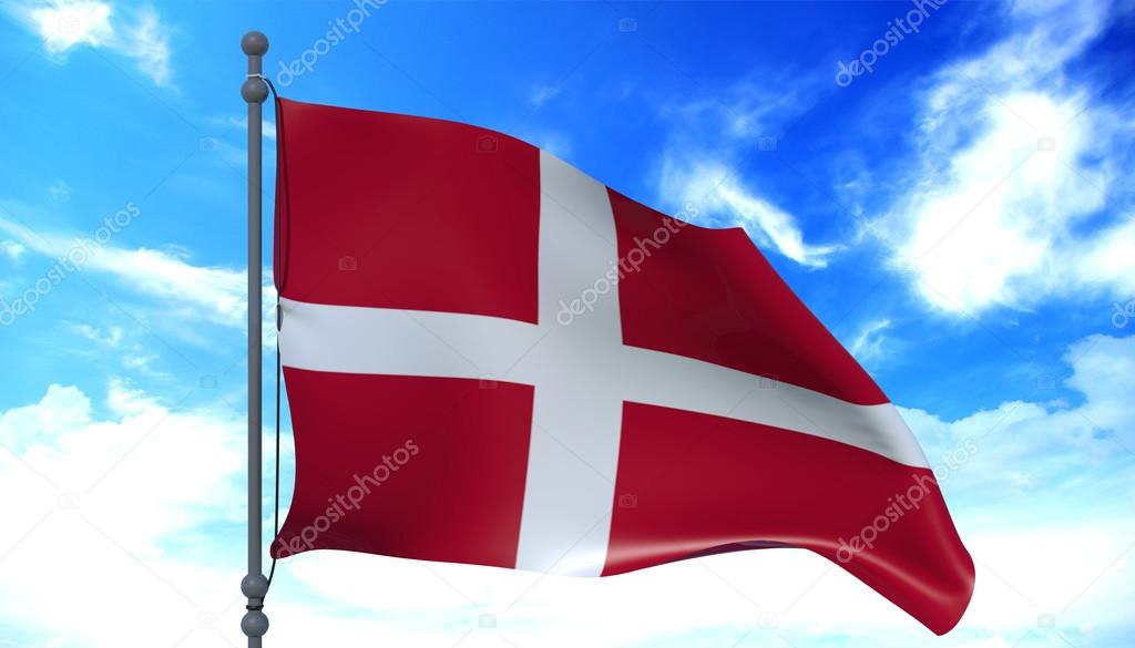 Denmark flag in the wind