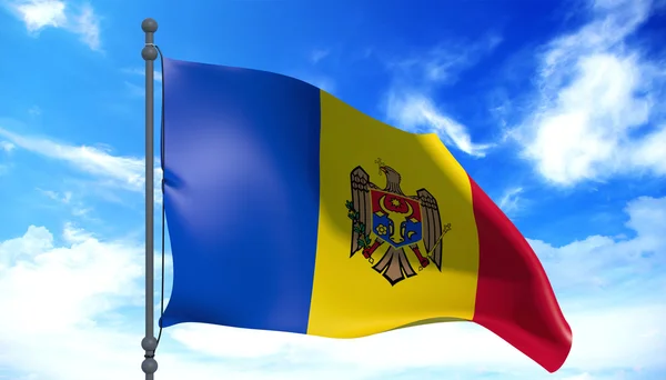 Σημαία της Μολδαβίας στον άνεμο — Φωτογραφία Αρχείου