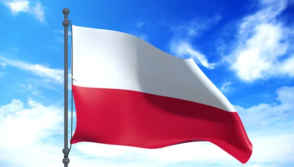 Σημαία της Πολωνίας στον άνεμο — Φωτογραφία Αρχείου