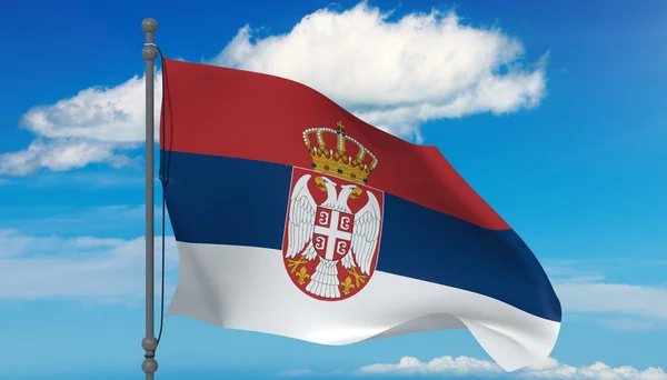 Bandera de Serbia en el viento —  Fotos de Stock