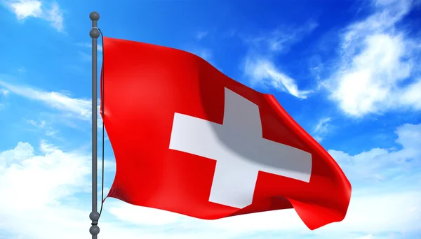 Bandera de Suiza en el viento — Foto de Stock