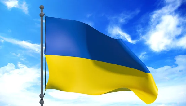 Ukrajinská vlajka ve větru — Stock fotografie