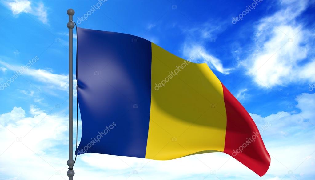 Romania flag in the wind