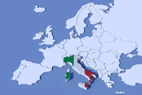 Mappa Europa Rilievo 3D Italia colori bandiera — Foto Stock