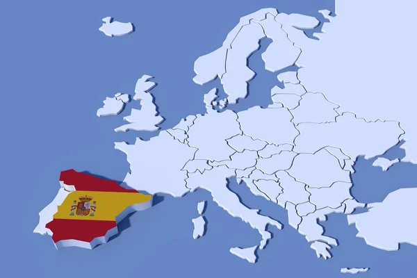 Mapa de Europa Relieve 3D Bandera de España colores —  Fotos de Stock