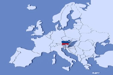 Avrupa harita 3d kabartma Slovenya bayrak renkleri