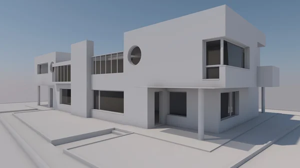 3d beyaz bina konut