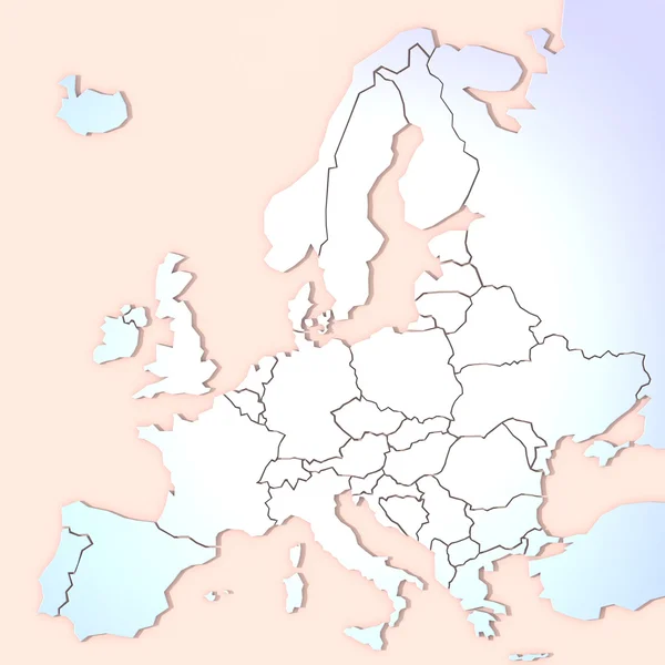 Evropy mapa 3d s texturou — Stock fotografie