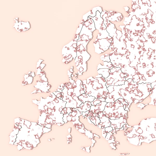 Europa karta 3d med textur — Stockfoto