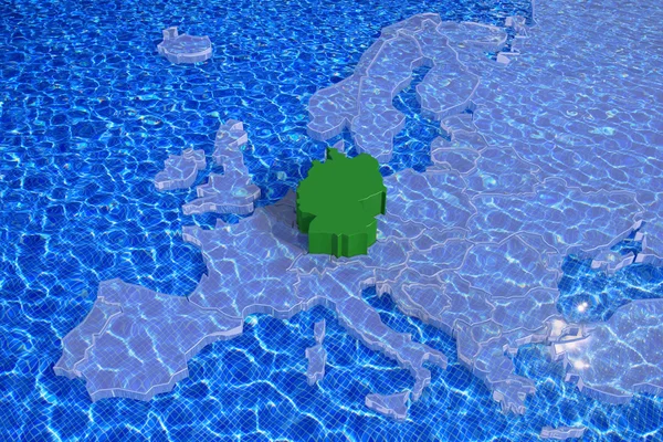 Mapa 3D da Europa com ondas e Alemanha — Fotografia de Stock
