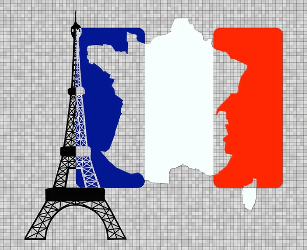 France color flag and Eiffel tower — Stock Photo, Image