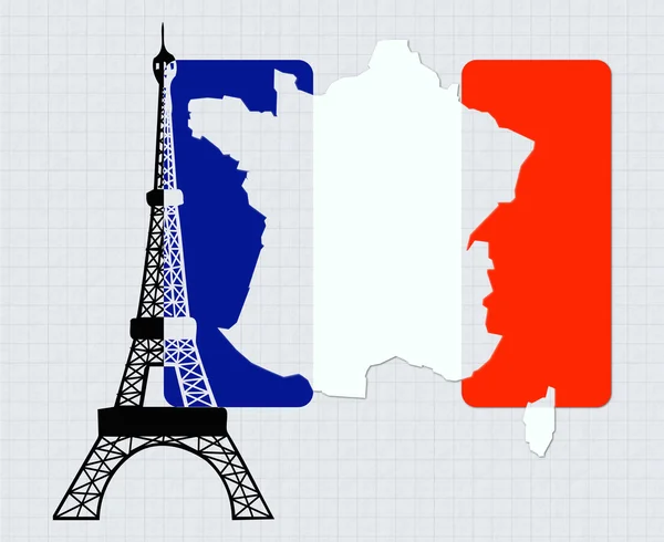 Bendera warna Perancis dan menara Eiffel — Stok Foto