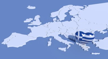 Kalp Yunanistan ile 3d harita Avrupa