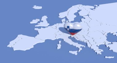 Kalp Slovenya ile 3d harita Avrupa