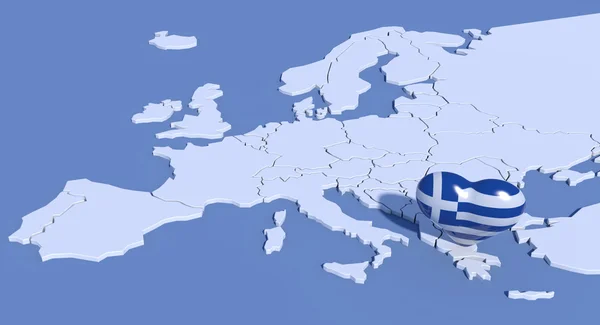 Europe map 3d with heart Greece — Stock Photo, Image