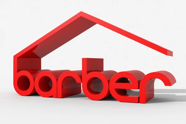 Logo 3D shape with barber building — Stock Photo, Image