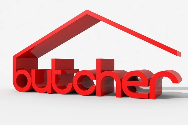 Logo 3D shape with butcher building — Stock Photo, Image