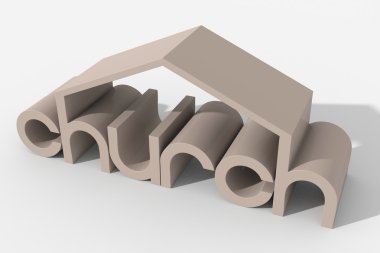 Logo kilise binası ile 3d şekil