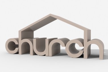 Logo kilise binası ile 3d şekil