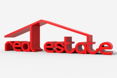 Logo 3D shape with real estate building clipart