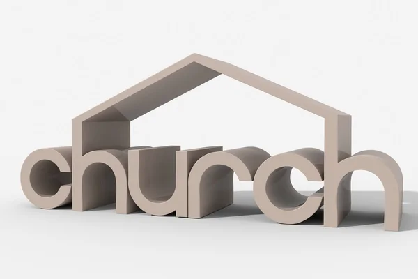 Logo forma 3D com construção da igreja — Fotografia de Stock