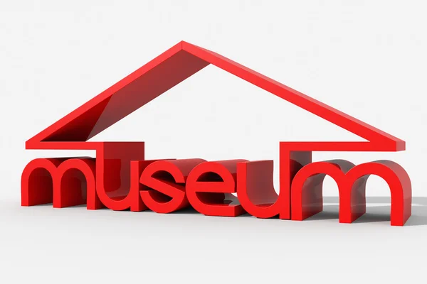 Логотип 3D формы со зданием музея — стоковое фото