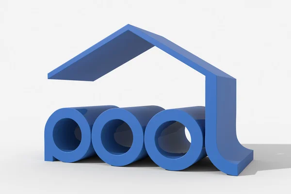 Logo forme 3D avec bâtiment de la piscine — Photo