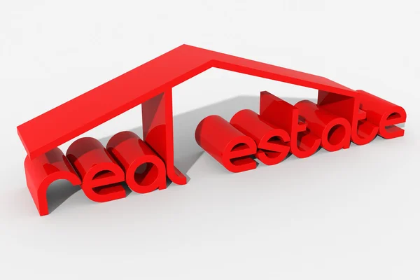 Logo forma 3D com edifício imobiliário — Fotografia de Stock