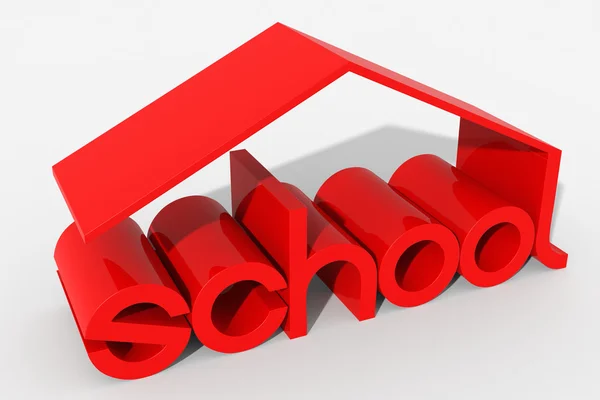 Logo 3D shape with school building — Stock Photo, Image