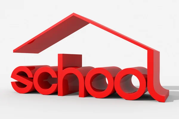 Logo 3D shape with school building — Stock Photo, Image