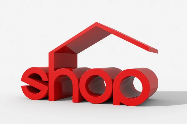 Logo 3D-Form mit Ladengebäude — Stockfoto