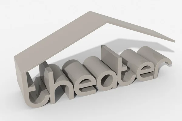 Logo forma 3D com edifício de teatro — Fotografia de Stock