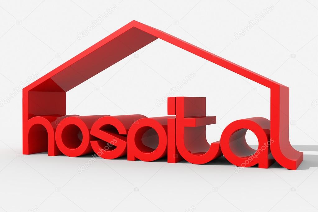Logo 3D shape with hospital building