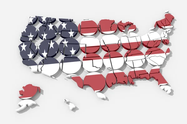 USA 3d mapa s různými texturami — Stock fotografie