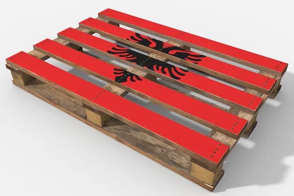Pallet 3D with flag Albania — Stock Photo, Image