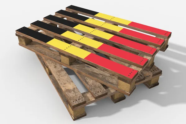 Pallet 3D with flag Belgium — Stock Photo, Image