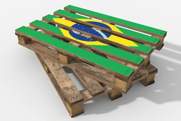 Pallet 3D with flag Brazil — Stock Photo, Image