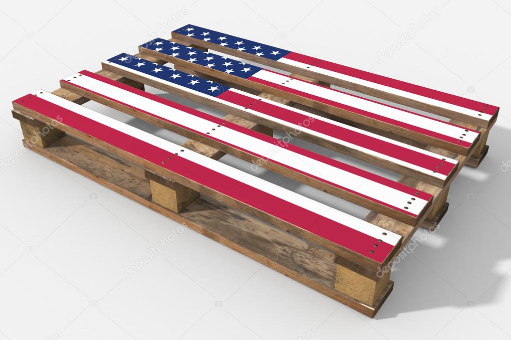 Pallet 3D with flag United States