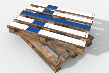 Palet bayrağı Finlandiya ile 3d