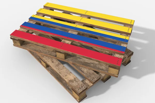 Pallet 3D with flag Colombia — Stock Photo, Image