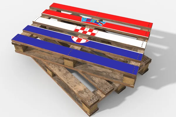 Pallet 3d met vlag Kroatië — Stockfoto