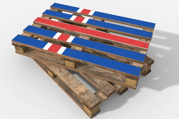 Pallet 3D with flag Iceland — Stock Photo, Image