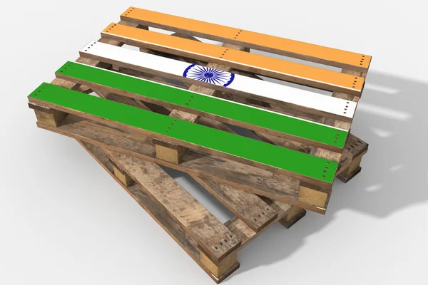 Pallet 3D with flag India — Stock Photo, Image